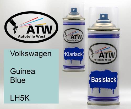 Volkswagen, Guinea Blue, LH5K: 400ml Sprühdose + 400ml Klarlack - Set, von ATW Autoteile West.